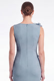 Light Blue Mermaid Round Neck Mother of the Bride Dress with 3D Flowers