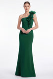 Burgundy One Shoulder Mermaid Mother of the Bride Dress with 3D Flowers