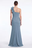 Burgundy One Shoulder Mermaid Mother of the Bride Dress with 3D Flowers