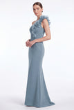 Burgundy One Shoulder Mermaid Mother of the Bride Dress with 3D Flowers
