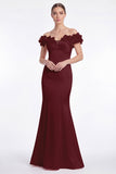 Off the Shoulder Sky Blue Mermaid Satin Mother of the Bride Dress