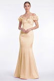 Off the Shoulder Sky Blue Mermaid Satin Mother of the Bride Dress