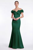 Off the Shoulder Sky Blue Mermaid Satin Mother of the Bride Dress