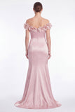 Off the Shoulder Sky Blue Mermaid Satin Mother of the Bride Dress