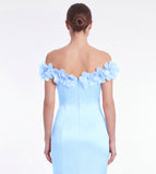 Off the Shoulder Sky Blue Mermaid Satin Mother of the Bride Dress