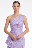 One Shoulder Light Blue Floral Appliqued Mermaid Mother of the Bride Dress