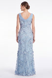Mermaid Cowl Neck Floral Appliqued Light Plum Mother of the Bride Dress with Slit