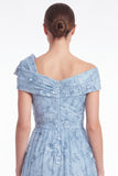Light Blue Off the Shoulder A Line Floral Appliqued Mother of the Bride Dress