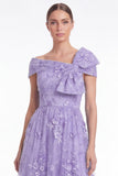 Light Blue Off the Shoulder A Line Floral Appliqued Mother of the Bride Dress
