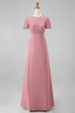 Light Plum Beaded A Line Mother of the Bride Dress