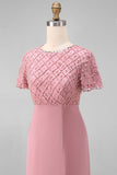 Light Plum Beaded A Line Mother of the Bride Dress