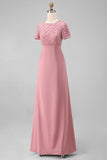 Light Plum Beaded A Line Mother of the Bride Dress