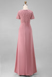 Light Plum Beaded A Line Mother of the Bride Dress