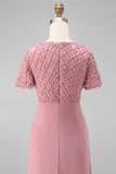 Light Plum Beaded A Line Mother of the Bride Dress
