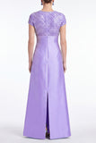 Light Plum Beaded A Line Mother of the Bride Dress