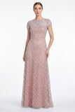 Sky Blue A Line Round Neck Mother of the Bride Dress with Beadings