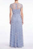 Sky Blue A Line Round Neck Mother of the Bride Dress with Beadings