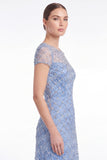 Sky Blue A Line Round Neck Mother of the Bride Dress with Beadings