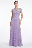Sky Blue A Line Round Neck Mother of the Bride Dress with Beadings