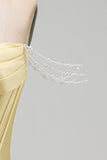 Yellow Corset Off the Shoulder Pearl Beaded Bodycon Short Homecoming Dress