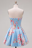 Sweetheart Corset Yellow Floral A Line Homecoming Dress