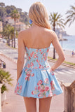 Sweetheart Corset Yellow Floral A Line Homecoming Dress