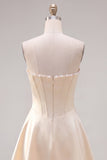 Strapless Fuchsia Corset Satin A Line Homecoming Dress with Pearls
