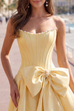 Royal Blue Pearl Strapless A Line Corset Homecoming Dress with Bow