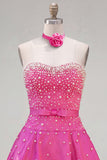 Blue Sweetheart Pearl A Line Short Homecoming Dress with Choker