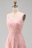 Yellow A-Line Beaded Floral Midi Wedding Guest Dress with Lace Up Back