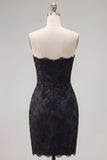 Bodycon Black Strapless Homecoming Dress with Bow