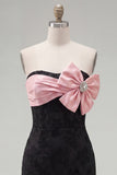 Bodycon Black Strapless Homecoming Dress with Bow