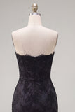 Bodycon Black Strapless Homecoming Dress with Bow