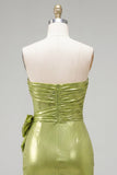 Green Strapless Bodycon Corset Homecoming Dress with 3D Flowers