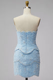 Sweetheart Bodycon Blue Homecoming Dress with Beading