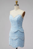 Sweetheart Bodycon Blue Homecoming Dress with Beading