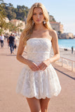 Strapless A Line White Short Homecoming Dress