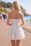 Strapless A Line White Short Homecoming Dress