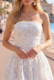 Strapless A Line White Short Homecoming Dress