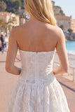Strapless A Line White Short Homecoming Dress