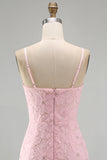 Lilac Bodycon Spaghetti Straps Floral Beaded Homecoming Dress with Bow