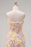 Strapless Floral Bodycon Pink Homecoming Dress with Beading