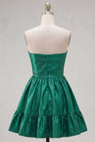 Strapless Blue A Line Short Homecoming Dress with Bow