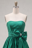 Strapless Blue A Line Short Homecoming Dress with Bow