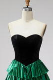 Sweetheart A Line Metallic Black Green Homecoming Dress
