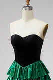 Sweetheart A Line Metallic Black Green Homecoming Dress