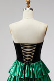 Sweetheart A Line Metallic Black Green Homecoming Dress