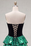 Sweetheart A Line Metallic Black Green Homecoming Dress