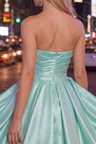 Yellow A Line Satin Strapless Homecoming Dress