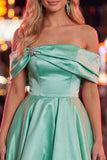 Off the Shoulder Blue A Line Short Homecoming Dress with Beading